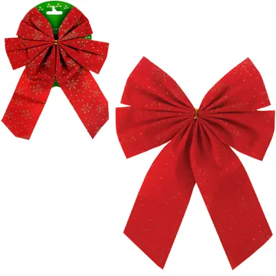 LACO VERMELHO DE NATAL COM GLITTER DOURADO 25X20CM