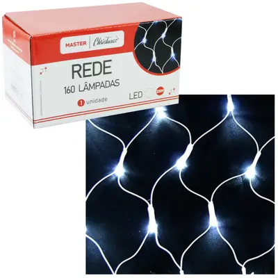 REDE 160 LEDS BRANCO 220V 2X1,1M 8 FUNCOES DE NATAL