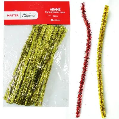 ARAME PARA AMARRAR LACO DOURADO / VERMELHO DE NATAL COM 30 PECAS 15CM NA SOLAPA