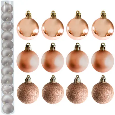 BOLA DE NATAL 5CM DE Ø CHAMPANHE MISTA FOSCA / LISA / GLITTER COM 12 PECAS NO TUBO