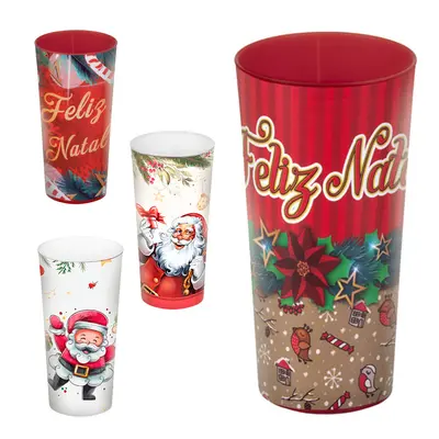 COPO DE PLASTICO LONG DRINK LABEL DE NATAL 350ML