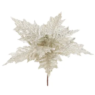 PICK NATALINO COM GLITTER FLOR CHAMPANHE 27CM