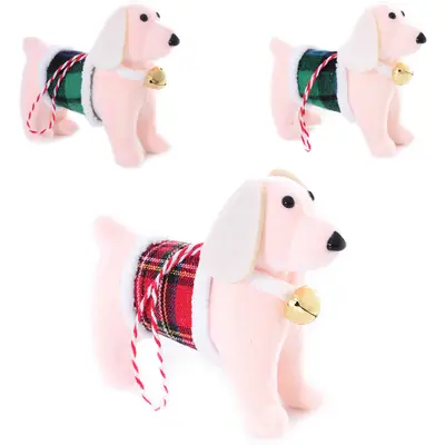 PENDENTE CACHORRO DE ESPUMA DE NATAL COM GUIZO 12X10X4CM