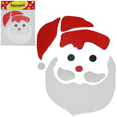 GEL DECORATIVO AUTOADESIVO GRANDE PAPAI NOEL DE NATAL COM 10 PECAS