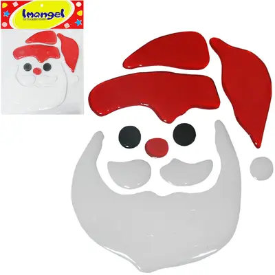 GEL DECORATIVO AUTOADESIVO MEDIO PAPAI NOEL DE NATAL COM 10 PECAS