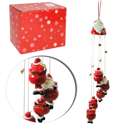 ENFEITE SINOS DO VENTO PAPAI NOEL DE PORCELANA DE NATAL 77X8,5CM