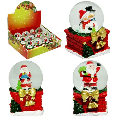 CUPULA DE VIDRO COM PAPAI NOEL CHAMINE DE RESINA DE NATAL 7X4,5CM