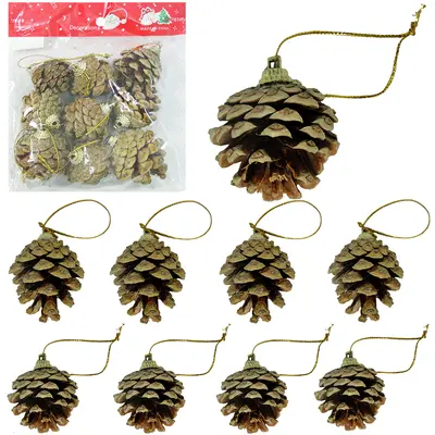 ENFEITE PINHA NATURAL DE NATAL COM 9 PECAS 3CM