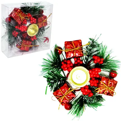 PORTA VELA / CASTICAL AZEVINHO VERMELHO COM CAIXA PRESENTE 10CM