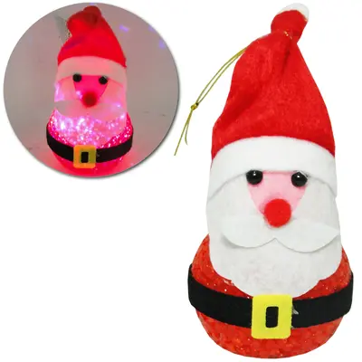 PAPAI NOEL CRAQUELADO COM LED DE NATAL A BATERIA 15CM