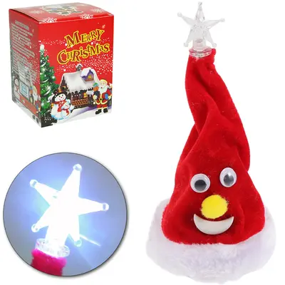 TOUCA MUSICAL DANCANTE PELUCIA COM ESTRELA LED A PILHA 19CM