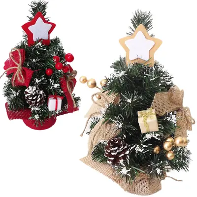 MINI ARVORE DE NATAL COM ESTRELA + PINHAS E LACOS 30CM