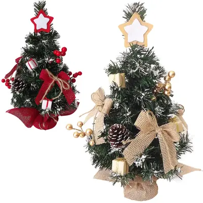 MINI ARVORE DE NATAL COM ESTRELA + PINHAS E LACOS 40CM