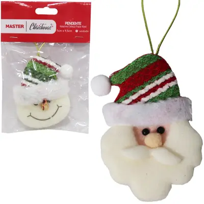 PENDENTE CABECA PAPAI NOEL / BONECO DE NEVE DE NATAL 9,5X7CM