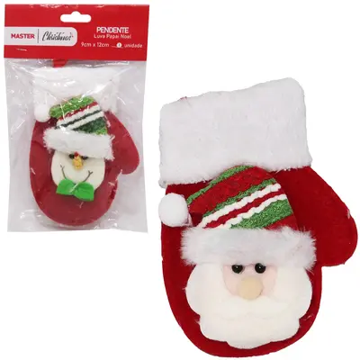 PENDENTE LUVA PAPAI NOEL / BONECO DE NEVE DE NATAL 12X9CM
