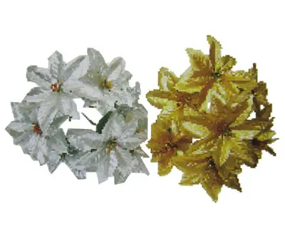 FLOR BICO DE PAPAGAIO DOURADA / PRATA COM 5 FLORES