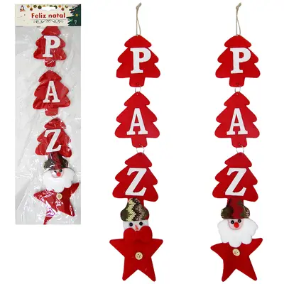 ENFEITE DE PENDURAR PAZ VERMELHO DE NATAL 48CM