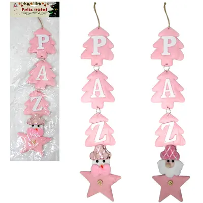 ENFEITE DE PENDURAR PAZ ROSA DE NATAL 48CM