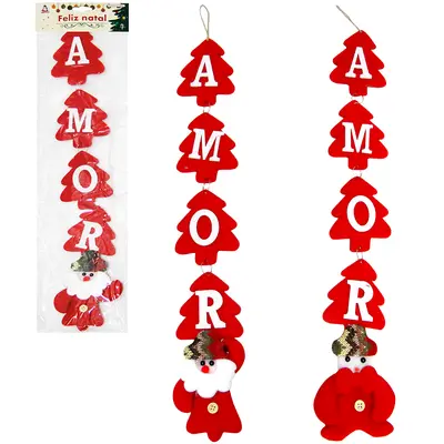 ENFEITE DE PENDURAR AMOR VERMELHO DE NATAL 52CM