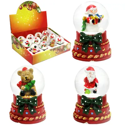 CUPULA DE VIDRO COM PAPAI NOEL / BONECO NEVE LACO DE RESINA DE NATAL 7X5CM