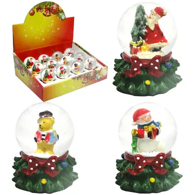 CUPULA DE VIDRO COM PAPAI NOEL / BONECO NEVE ARVORE DE RESINA DE NATAL 6,5X5CM