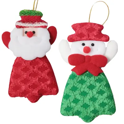 PENDENTE PAPAI NOEL / BONECO DE NEVE VERDE / VERMELHO DE NATAL 14X8CM