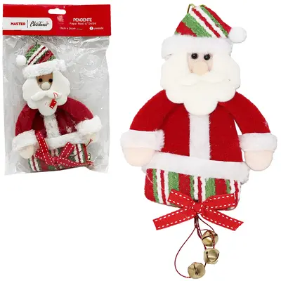 PENDENTE PAPAI NOEL / BONECO DE NEVE COM GUIZO DE NATAL 24X13CM
