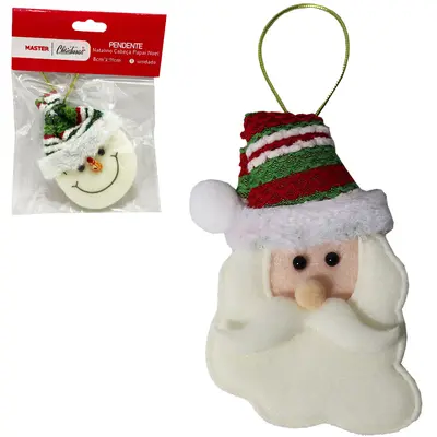 PENDENTE CABECA PAPAI NOEL / BONECO DE NEVE DE NATAL 11X8CM