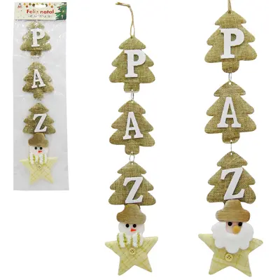 ENFEITE DE PENDURAR PAZ DOURADO DE NATAL 48CM