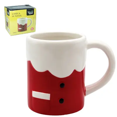 CANECA DE PORCELANA ROUPA PAPAI NOEL DE NATAL 330ML