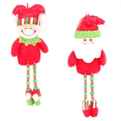 PENDENTE PAPAI NOEL / DUENDE COM PERNAS DE MICANGAS DE NATAL 23CM