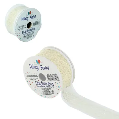 FITA ARAMADO TELADA CREME DE NATAL 3,8CMX9,1M