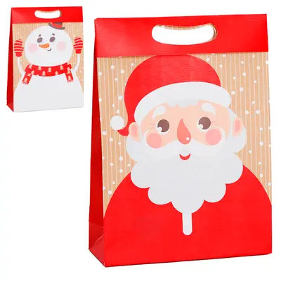 BOLSA SACOLA DE PAPEL PARA PRESENTE PAPAI NOEL / BONECO DE NATAL 38,5X28X10CM