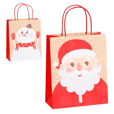 BOLSA SACOLA DE PAPEL PARA PRESENTE PAPAI NOEL / BONECO DE NATAL 32X26X12CM