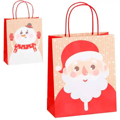BOLSA SACOLA DE PAPEL PARA PRESENTE PAPAI NOEL / BONECO DE NATAL 42X31X11CM