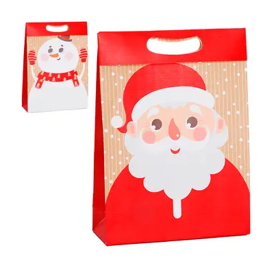 BOLSA SACOLA DE PAPEL PARA PRESENTE PAPAI NOEL / BONECO DE NATAL 24X18X7,5CM