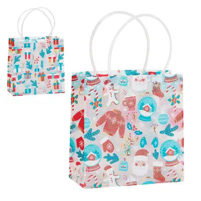 BOLSA SACOLA DE PLASTICO PP PARA PRESENTE FIGURAS NATALINAS 21,5X22X10CM