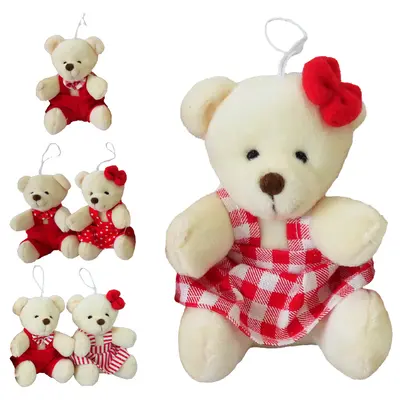 PENDENTE URSO DE PELUCIA VERMELHO / BRANCO DE NATAL 10CM