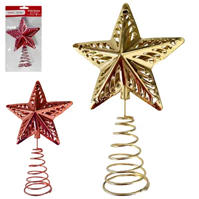 PONTEIRA ESTRELA METAL VAZADA COLORS DE NATAL 18X11CM