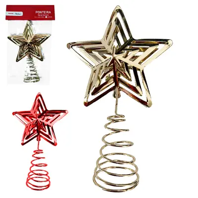 PONTEIRA ESTRELA METAL VAZADA COLORS DE NATAL 18X11CM
