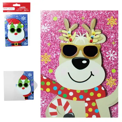 CARTAO DE / PARA FIGURAS NATALINAS COM ENVELOPE DE PAPEL DE NATAL COM 4 PECAS 13,5X9,5CM