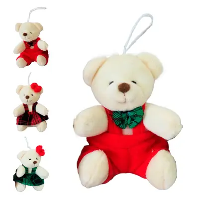 PENDENTE URSO DE PELUCIA VERMELHO / VERDE DE NATAL 10CM