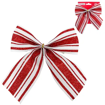 LACO BRANCO E VERMELHO DE NATAL COM GLITTER 17X15CM