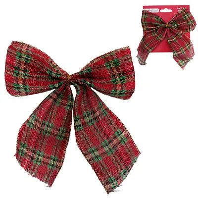 LACO VERMELHO XADREZ DE NATAL 17X15CM
