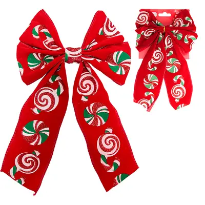 LACO VELUDO VERMELHO DOCES DE NATAL COM GLITTER 25X15CM