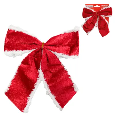 LACO VELUDO VERMELHO DE NATAL COM BORDA BRANCA 17X15CM