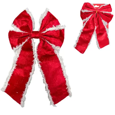 LACO VELUDO VERMELHO DE NATAL COM BORDA BRANCA 25X15CM