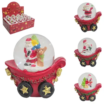 CUPULA DE VIDRO COM PAPAI NOEL E ARVORE DE RESINA TRENO DE NATAL 7X4,5CM