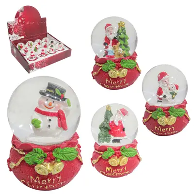 CUPULA DE VIDRO COM PAPAI NOEL E ARVORE DE RESINA SACO DE PRESENTE DE NATAL 7X4,5CM