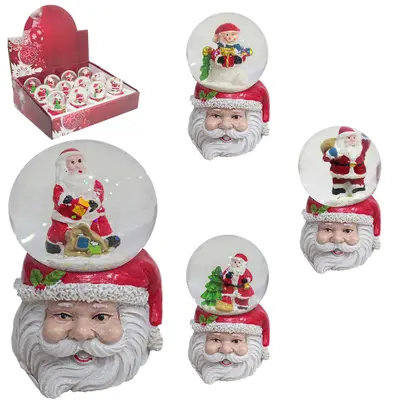 CUPULA DE VIDRO COM PAPAI NOEL DE RESINA XICARA CABECA NOEL DE NATAL 7X4,5CM
